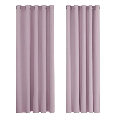 Image of Deconovo Super Soft Thermal Insulated Blackout Curtains Eyelet Bedroom 66 x 90 Inch Pink Lavender 2 Panels
