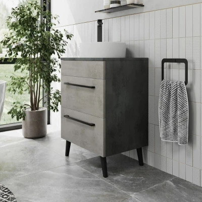 Image of Vitusso Idro Grey Freestanding Countertop Vanity Unit with Lyon White Basin 550mm