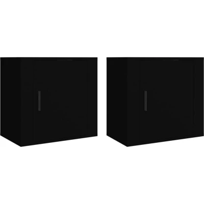 Image of vidaXL Wall mounted Bedside Cabinets 2 pcs Black 50x30x47 cm