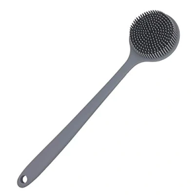 Image of DNC Silicone Back Scrubber for Shower Bath Body Brush with Long Handle (Gray)