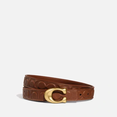 Image of Coach C Logo Embossed Leather Belt L