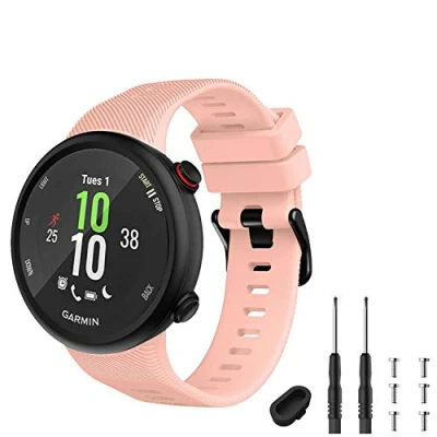 Image of GVFM Strap Compatible with Garmin Forerunner 45, Sport Silicone Wristband Arm Band Replacement Bracelet for 45 and Swim 2 (Pink)