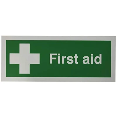 Image of Signslab SR11146 Safety Sign &quot;First Aid&quot;, PVC, 100 mm x 250