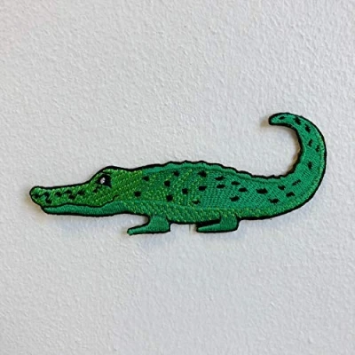 Image of Green Crocodile Animal Cool Shirt Iron Sew on Embroidered Patch