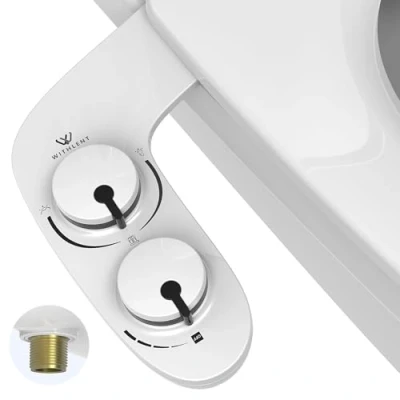 Image of Bidet Attachment for Toilet UK WITHLENT Self Cleaning Non Electric Cold Water Seat with Pressure Controls,Dual Nozzles Frontal &amp; Rear Wash (White)