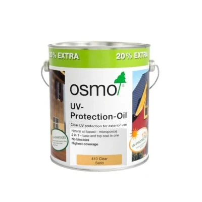 Image of Osmo UV Protection Oil Clear Satin 410 Without Biocides 3 Litre for Exterior Vertical Wood Structures