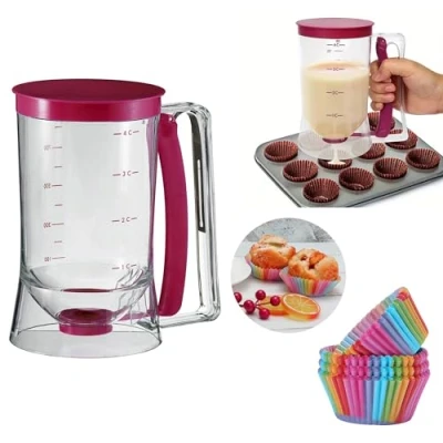 Image of 1 Pancake Batter Dispenser &amp; 24 Rainbow Cupcake Cases, Ultra Non Stick Cake Baking for Molds (Batter Cases)