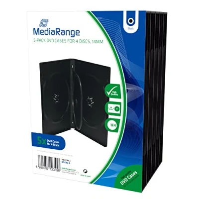 Image of MEDIARANGE DVD Case for 4 Discs 14 mm Black Pack of 5