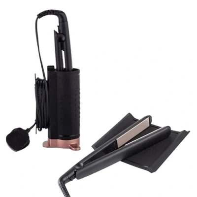 Image of Minky Styling Pod Silicone Heat Resistant Storage for Straighteners &amp; Hair Crimper, Cable Management, Proof, Lightweight, Mat Included, Choice of Colours (Black Rose Gold)