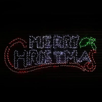 Image of 2mx78cm Light up Hanging Merry Christmas Sign with 938 Red, White &amp; Green LEDs