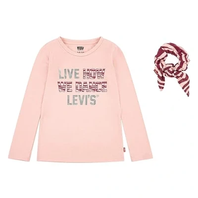 Image of Levi&#039;s Kids Lvg ls zebra tee with scrunchi Girls Glaçage Pink. 3 years