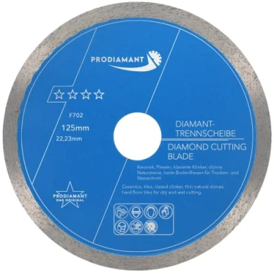 Image of PRODIAMANT Professional Diamond Cutting Disc PRORIM 125 mm x 22.23 No Breaking with Glazed Tiles Porcelain Stoneware Ceramic F702 Bore