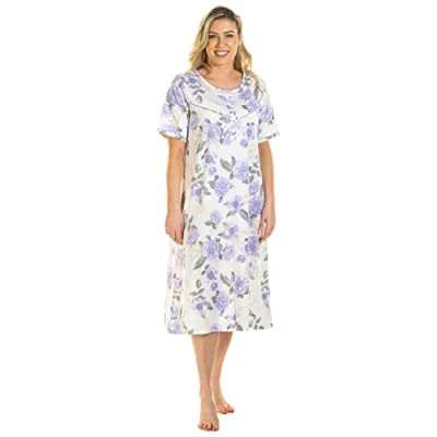 Image of Undercover Ladies Roses Jersey Short Sleeve Nightie 0204 Lilac 14 16