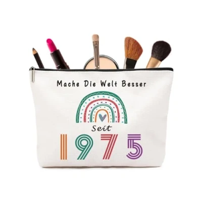 Image of Birthday Woman, Gifts for 60 50 40 30 18 16 13 Woman Makeup Bag, 1975 03, 03