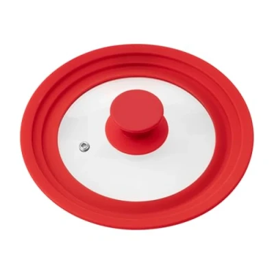 Image of bremermann® Universal Glass Lid with Silicone Edge, 16/18/20cm, small (red)