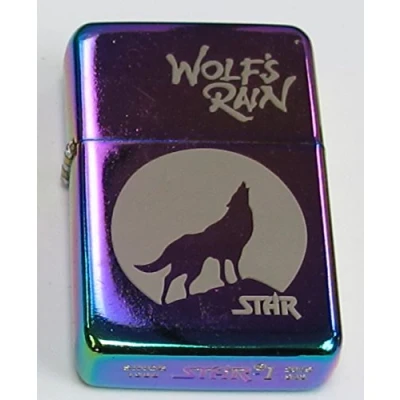 Image of Rainbow Wolf 300 Personalised Engraved Star Petrol Lighter In Gift Tin