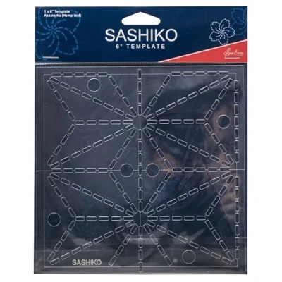 Image of Sew Easy 4 Sashiko Template ASA No Ha (Hemp Leaf) Quilting &amp; Patchwork Rule for Applique Sewing, Transparent Acrylic Non Slip, Instructions Included