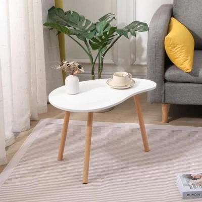 Image of Rainbow Tree Simple Coffee Table White Sofa Side for Living Room, Modern End Bedside Tables Dinner Wooden with Solid Legs Small Space