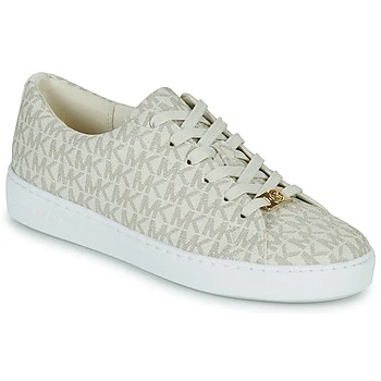 Image of Michael Kors KEATON LACE UP women&#039;s Shoes (Trainers) in Beige