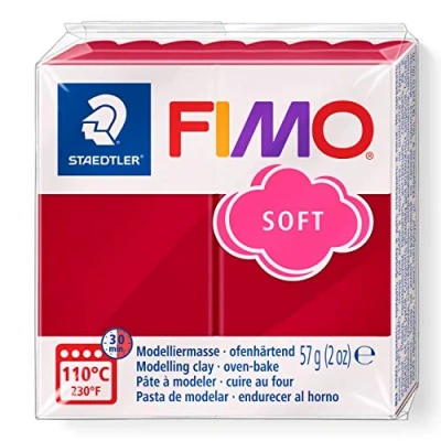 Image of STAEDTLER 8020 26 FIMO Soft Oven Hardening Polymer Modelling Clay Cherry Red (1 x 57g Block)