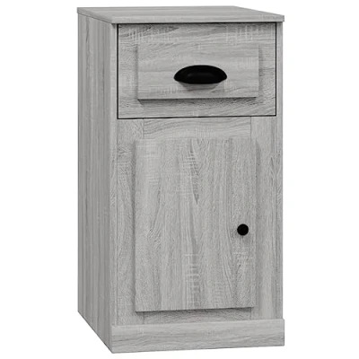 Image of vidaXL Engineered Wood Side Cabinet, Grey Sonoma 1 Drawer Storage Unit, Modern Home Décor with Protective Door, Flexible Installation, Decorative Display Surface