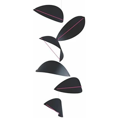 Image of Flensted Mobiles 150s Kites, Black Mobile, Black/Pink, 80 x 38 cm