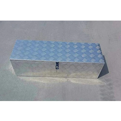Image of FSMOTO Large Aluminum Tool Box Chequer Plate Site Trailer Chest Van Truck pick up Lorry Storage 97cmx31cmx28cm