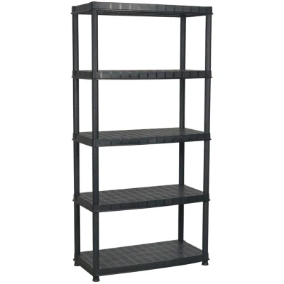 Image of vidaXL Storage Shelf 5 Tier Black 91.5x45.7x185 cm Plastic