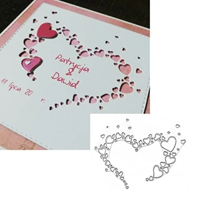 Image of Hollow Hearts Metal Die Cuts,Love Heart Shape Strip Wedding Cutting Dies Stencils DIY Crafts Cards Cuts for Embossing Card Making Photo Decorative Paper Scrapbooking