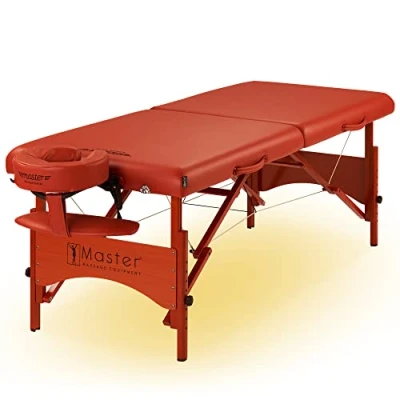 Image of Master Massage 71cm Fairlane Wooden Lightweight Portable Couch Foldable Table Spa Beauty Physiotherapy Bed W/Ambient Light System, Cinnamon