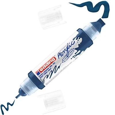 Image of edding 5400 acrylic 3D double liner dark blue 1 colour tube 2 nozzles 3,5 10mm paint for canvas, painting boards and wood waterproof acrylics in artist quality colours