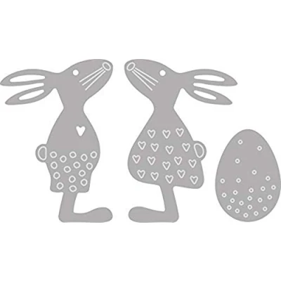 Image of Rayher Set of 3 Metal Cutting Dies with Bunny and Egg Shapes, Paper Craft Die for Card Making Scrapbooking, Seasonal Dies, 2.5 4.5cm x 2.8 3.1cm, silver, 100% steel, 50149000