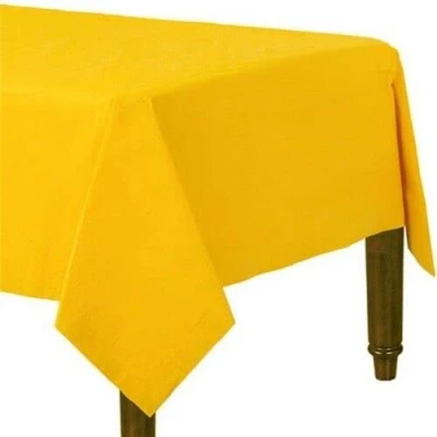 Image of Pack of 4 Paper Disposable Table Cover Tablecloth for Indoor or Outdoor All Occasion Baby Shower, Wedding, Birthday, Christmas, Halloween, Easter Party Decorations 90x90cm (Yellow)