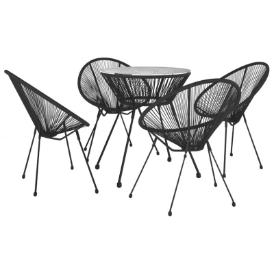 Image of vidaXL 5 Piece Garden Dining Set Black
