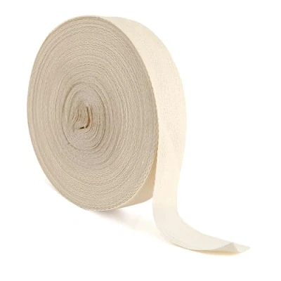 Image of Cotton Twill Tape 20mm, 50M Bias Binding Bunting for Sewing Herringbone Webbing Tapes Ribbon Craft Beige