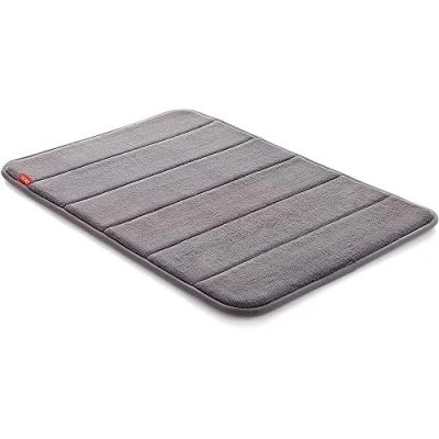 Image of Tatay Bath Mat Nuvola, 100% Microfiber, Non slip, Absorbent, Quick Dry, Soft Touch, Memory Effect, Washable, Grey. Measures 40 x 60 cm