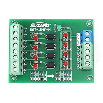 Image of Optocoupler Isolation Board, 12V to 5V 4 Channel Voltage Converter Isolated Module PLC Signal Level Board