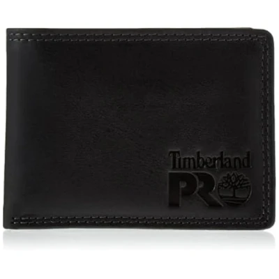 Image of Timberland PRO mens Leather Rfid With Removable Flip Pocket Card Carrier Wallet, Black/Brandy, One Size UK