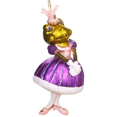 Image of BRUBAKER Frog Princess Hand Painted Glass Christmas Bauble Mouthblown Tree Ornaments Figures Funny Decoration Pendant Ball 5.5 inches (14 cm)