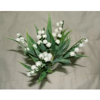 Image of 2 x Lovely Artificial Lily of the Valley bush with 6 stems each Home Wedding Anniversary Grave