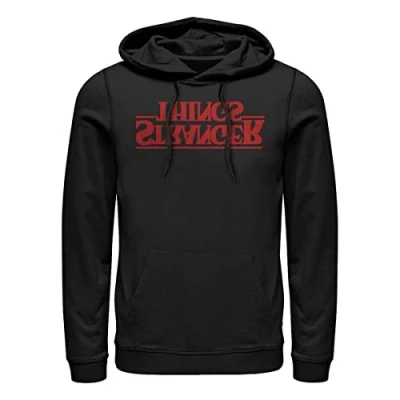 Image of Stranger Things Upside Down Logo Hoodie Hooded Sweatshirt, Black, XXL