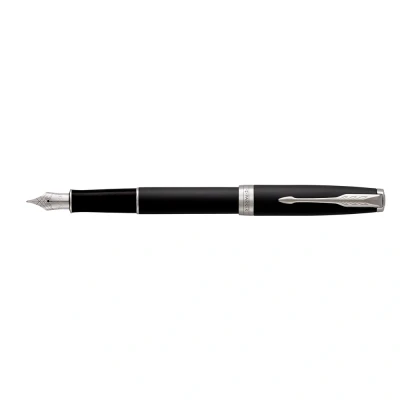 Image of Parker Sonnet Fountain Pen Matte Black Lacquer with Palladium Trim Fine Nib Gift Box