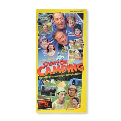 Image of Sporting Profiles Carry On Camping Film TV Official BEACH TOWEL Large Kenneth Williams Sid James