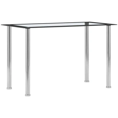Image of vidaXL Dining Table Black and Transparent 120x60x75 cm Tempered Glass