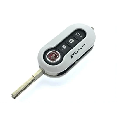 Image of Nordecco GLOSS KEY FOB PROTECTOR SHELL CASE Compatible With FIAT 500C 500 500L ABARTH GRANDE PUNTO BRAVA PANDA STILO LINEA (White)