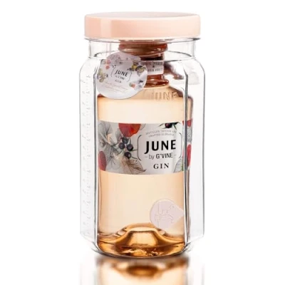 Image of JUNE Wild Peach &amp; Summer Fruits Flavoured Gin with Cocktail Making Jar, 37.5% ABV, 70cl