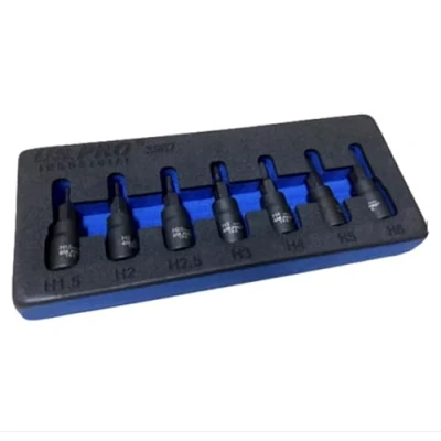 Image of US PRO INDUSTRIAL Impact Hex Allen Key Bit Socket Set Hexagon 1/4&#039;&#039;Dr 7 Piece S2 Steel H1.5 H6, (3967)