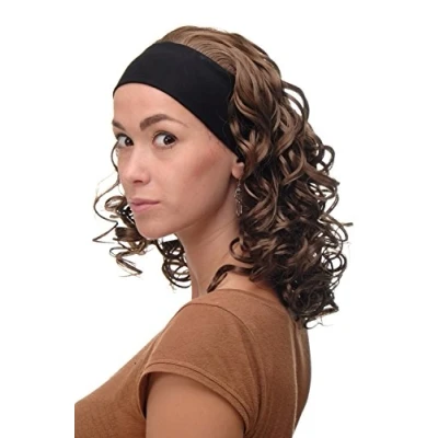 Image of Wig ME UP BRO 704 12 Lady Quality fixed black head band shoulder length very voluminous curled brown