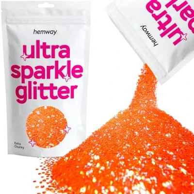 Image of Glitter Fluorescent Peach Ultra Sparkle Sequins Nail Face Festival Christmas Halloween Makeup Extra Chunky 100g / 3.5oz