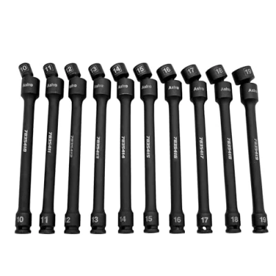 Image of Astro Tools 78354 10 Piece 3/8&quot; Drive 6 Point Pinless Universal Torque Saver Impact Extension Socket Set Metric